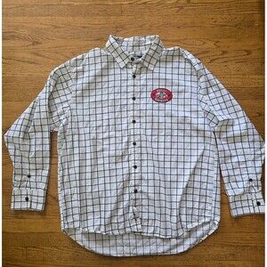 Harley Davidson Mens XL White Checkered Long Sleeve Button Down Shirt w/ Patch